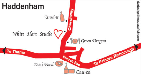Simplified Map of White Hart Studio's Location in Haddenham, Bucks